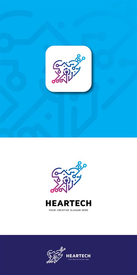 Heart Tech Logo Design Template #408532 - TemplateMonster