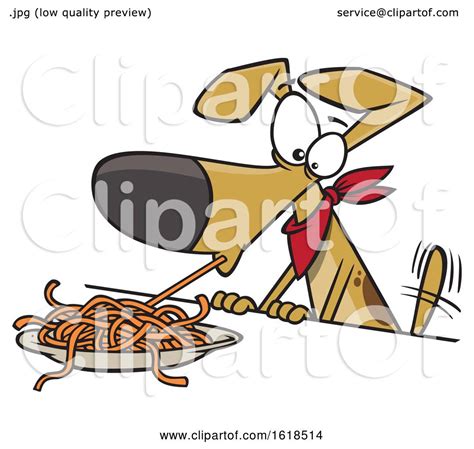 Cartoon Dog Eating Spaghetti by toonaday #1618514