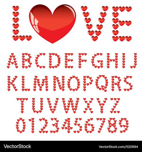 Love the alphabet with a heart letters and numbers