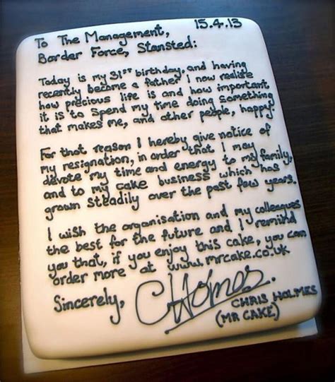 Resignation Letter Cake | Foodiggity