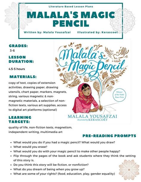 Malala's Magic Pencil - Lesson Plan and Extension Activities | Lesson ...