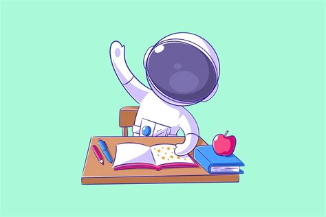 Astronaut is at School with Books Graphic by wawadzgn · Creative Fabrica