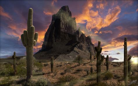 Desert Cactus - This spire of rock is just south of the Utah border ...