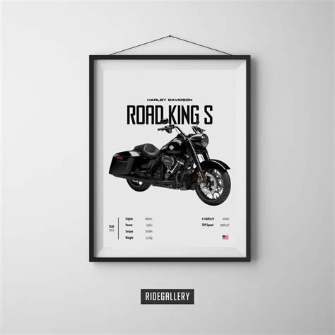 Harley Davidson Road King Special 2023 Motorcycle Wall Deco Motor Line Art for A Motorcyclist ...