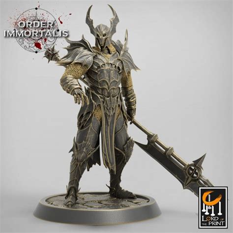 Fighter Halberd Polearm Master, Oathbreaker Paladin, Unpainted Miniature 28mm, 32mm,75mm Scales ...