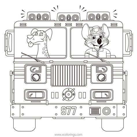 Chuck E Cheese Coloring Pages Fire Truck - XColorings.com