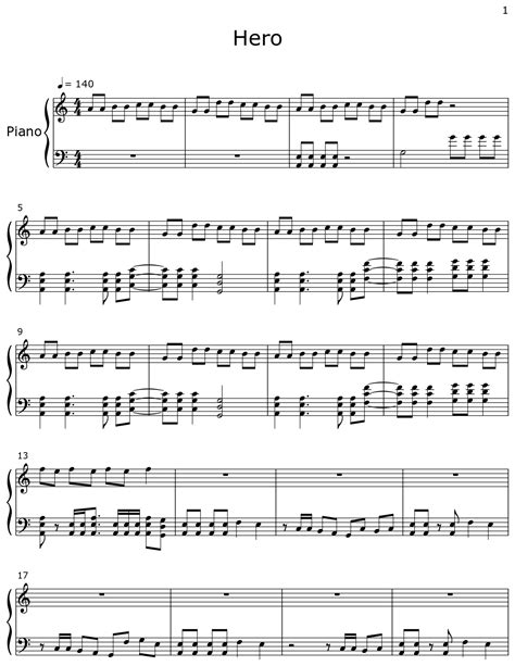 Hero - Sheet music for Piano