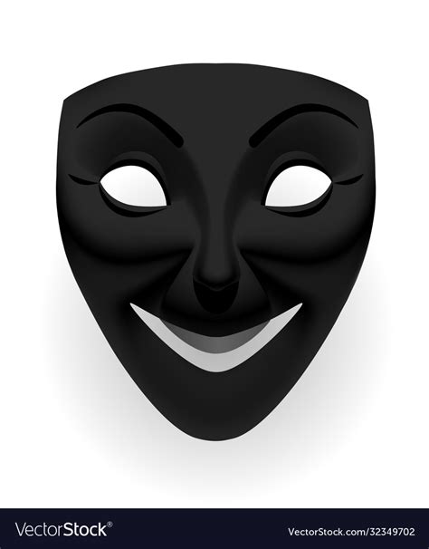 Black theatrical smiling mask isolated on white Vector Image