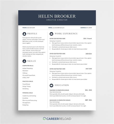 Free CV template download for Microsoft Word. #FreeResume #FreeCVTemplate #FreeDownload # ...