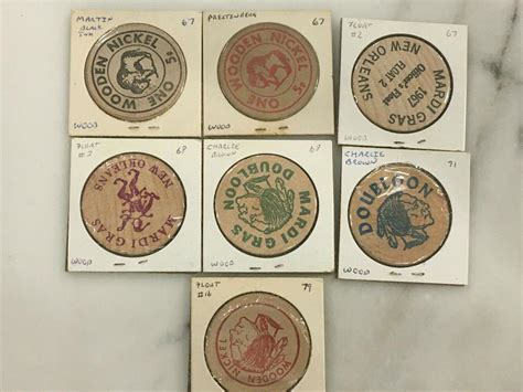 Krewe of Thoth 1967-79 wood Mardi Gras doubloon collection incl 2 ...