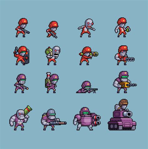 [OC] A bunch of enemy sprites I created for a game I'm working on : PixelArt (With images ...