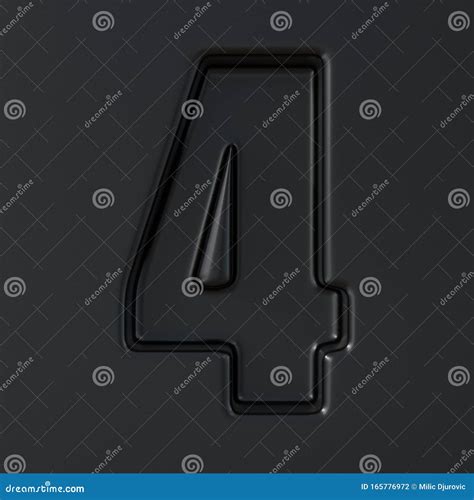 Black Engraved Font Number 4 FOUR 3D Stock Illustration - Illustration ...