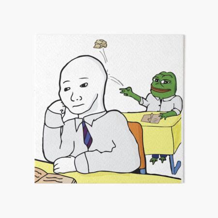 "Pepe The Frog throwing paper ball in school at a bored annoyed wojak normie trying to study ...