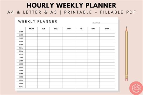 Hourly Weekly Planner Printable Graphic by JustBeYourSelf · Creative Fabrica