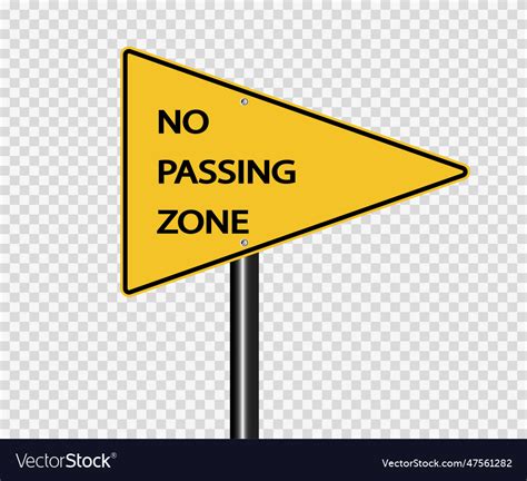 No passing zone sign on transparent background Vector Image