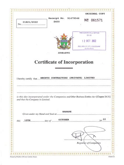 Certificate of Incorporation | PDF