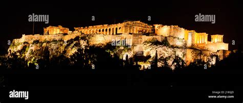 Acropolis of Athens, Greece - night view Stock Photo - Alamy