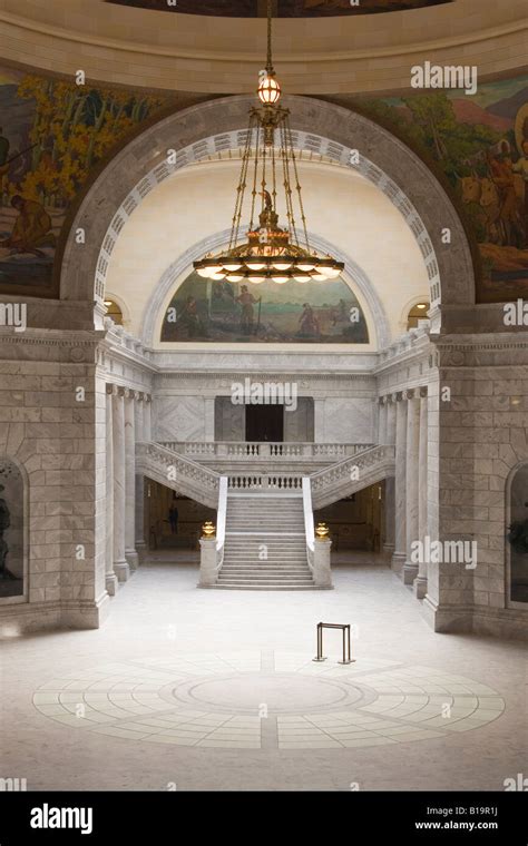 Rotunda and painted murals inside the Utah State Capitol Building in ...