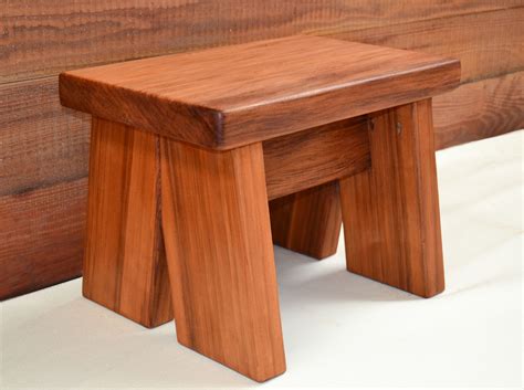 Redwood Foot Stool, Stable Stool with Flared-Leg Design