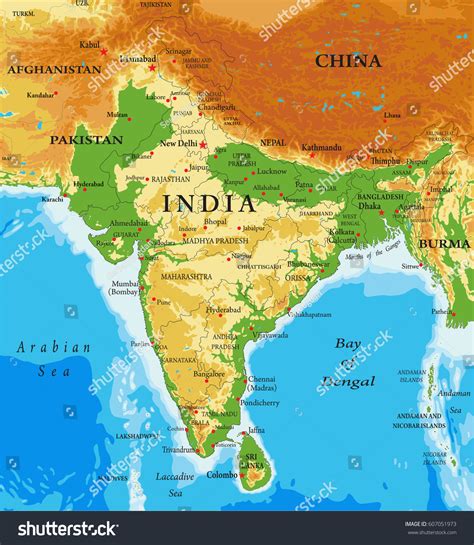 533 India relief map Images, Stock Photos & Vectors | Shutterstock