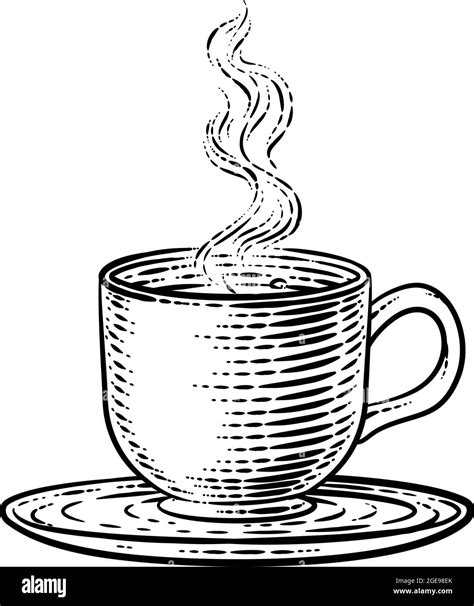 Coffee Tea Cup Hot Drink Mug Vintage Retro Woodcut Stock Vector Image & Art - Alamy