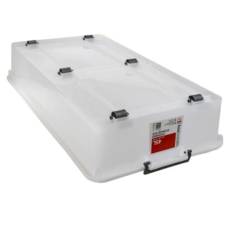 2x Underbed Heavy Duty Storage Containers Box 45L Large Plastic Wheeled ...