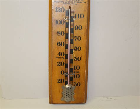 Bargain John's Antiques | Antique Wood Advertising Thermometer - Electric Lustre Starch ...