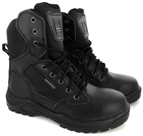 MENS BLACK ARMY LEATHER SECURITY MILITARY COMBAT POLICE WORK BOOTS UK ...