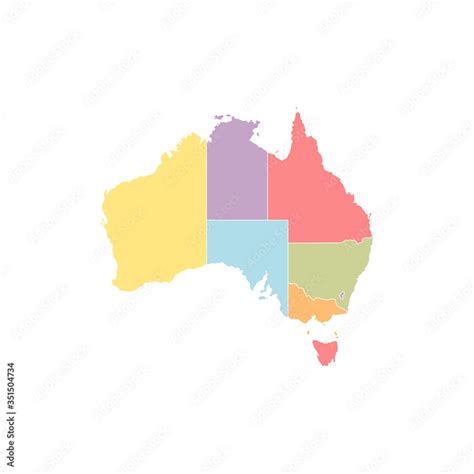 Australia map, new political detailed map, separate individual states ...