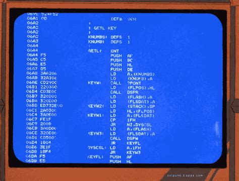 an old computer screen with the program on it