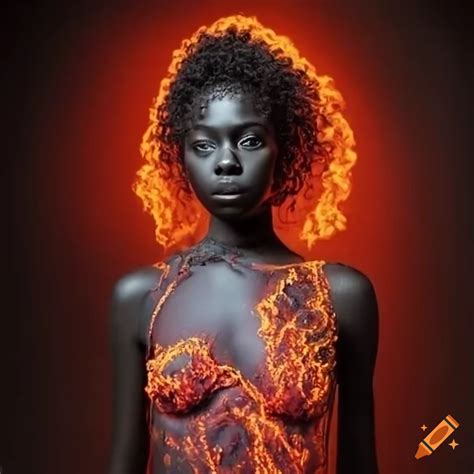 Black lava girl on Craiyon