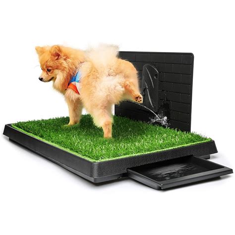 Hompet Dog Grass Pad with Tray Large, Puppy Turf Potty Reusable Training Pads with Pee Baffle ...