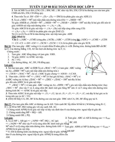 Tổng hợp 80 bài toán hình học lớp 9 [FREE]