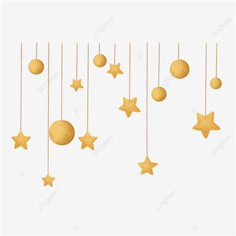 Hanging Stars Decoration, Hanging Moon, Hanging Stars, Border PNG Transparent Clipart Image and ...
