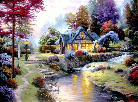 Stillwater Cottage 18x24 E/P Framed Limited Thomas Kinkade Canvas Oil ...