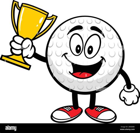 Golf Ball Mascot with Trophy - A cartoon illustration of a Golf Ball Mascot with a Trophy Stock ...