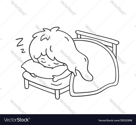 Sleeping girl hugging a pillow cute cartoon Vector Image