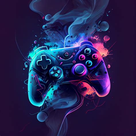 Premium Photo | Cyberpunk gaming controller gamepad joystick illustration