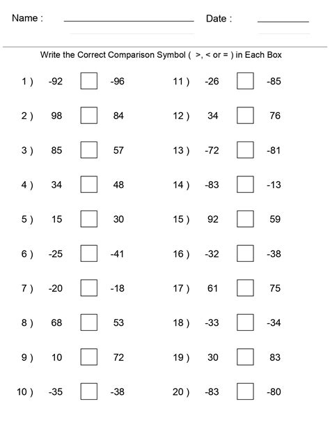 Integers Worksheets - Comparing Integers Worksheets | Made By Teachers