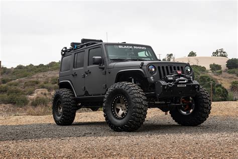 Completely Blacked Out Jeep Wrangler Shod in Off-Road Yokohama Tires and Black Rhino Wheels ...