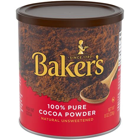 Baker's 100% Pure Natural Unsweetened Cocoa Powder, 8 oz Canister - Walmart.com - Walmart.com