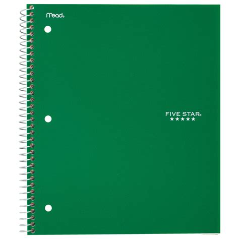 Five Star Wirebound Notebook, 1 Subject, College Ruled, Green (11285) - Walmart.com