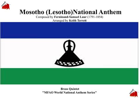 Mosotho (Lesotho) National Anthem for Brass Quintet Sheet Music | Ferdinand-Samuel Laur | Brass ...