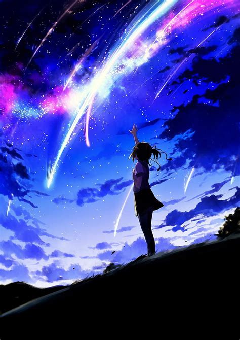 1920x1080px, 1080P free download | Anime girl, alone, anime, cute, girl, nature, stars, HD phone ...