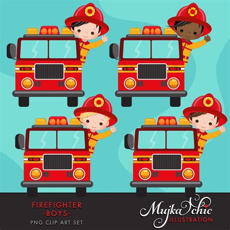 Firefighter Clipart, Firefighter Png, Fire Truck Png, Sublimation Designs Digital Download ...