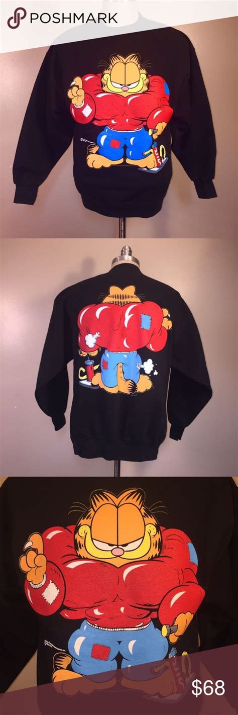 Vintage Garfield Sweatshirt NEW Dead Stock 80's | Sweatshirts, Black and red, Vintage