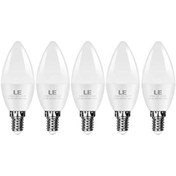 LE 4W E14 LED Candle Bulbs Pack of 5 C37 Candle Lamp 35W Incandescent Bulb Equivalent Warm White ...