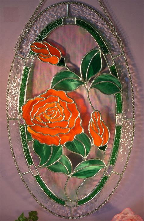 Stained Glass Oval Rose with Buds by StainedGlassbyWalter on Etsy Making Stained Glass, Stained ...