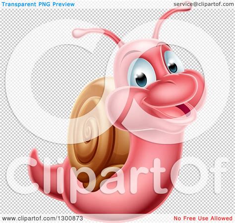 Clipart of a Cartoon Happy Pink Snail - Royalty Free Vector Illustration by AtStockIllustration ...