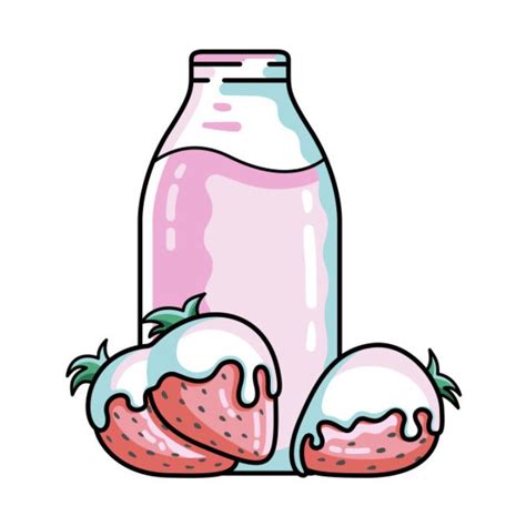 Cute Strawberry Milkshake Drawing. Available on t-shirts, mugs etc ...